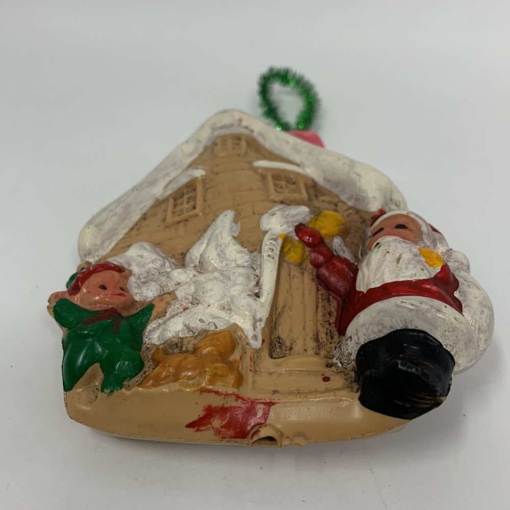 Vintage cottage Santa & elf Christmas tree ornament decoration - Picture 5 of 16